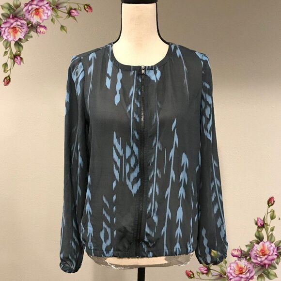 Ruff Hewn Grey Light semi-sheer zip up top - Picture 1 of 11